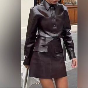 Burgundy Faux Leather Mini Skirt